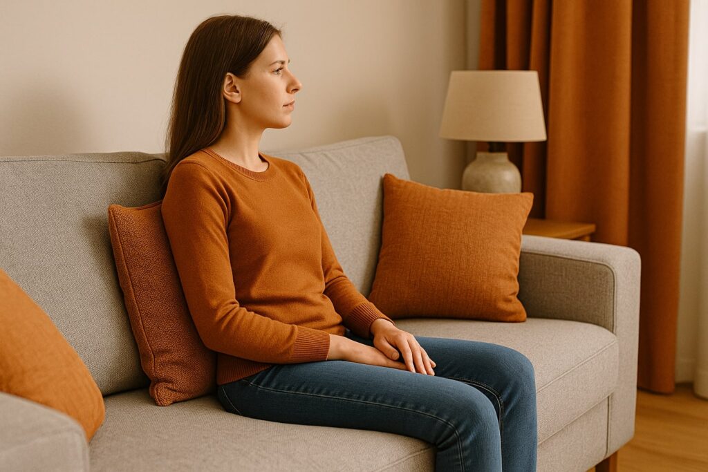 goede zithouding op de bank, zithouding