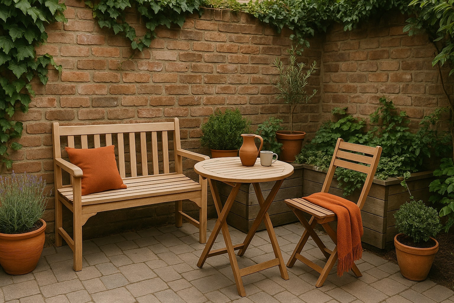 kleine patio in de tuin inrichten, kleine patio