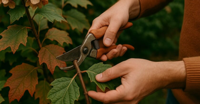 Eikenbladhortensia snoeien voor een sterke plant en indrukwekkende bloei