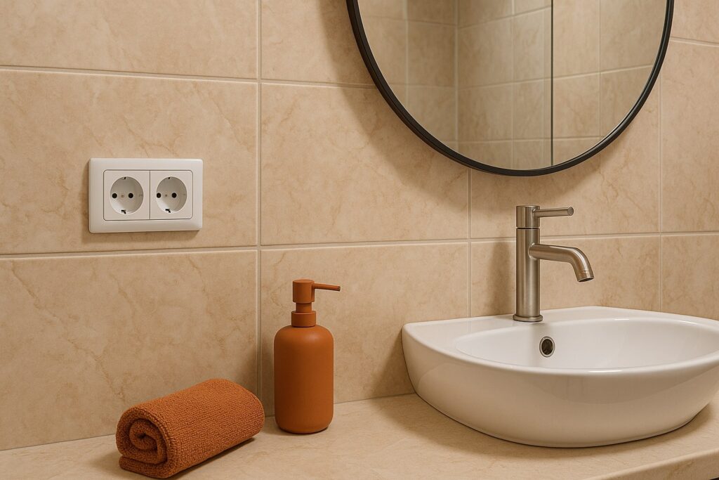 stopcontact in de badkamer, stopcontact