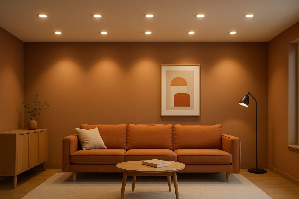 verdeling spotjes in de woonkamer, spotjes