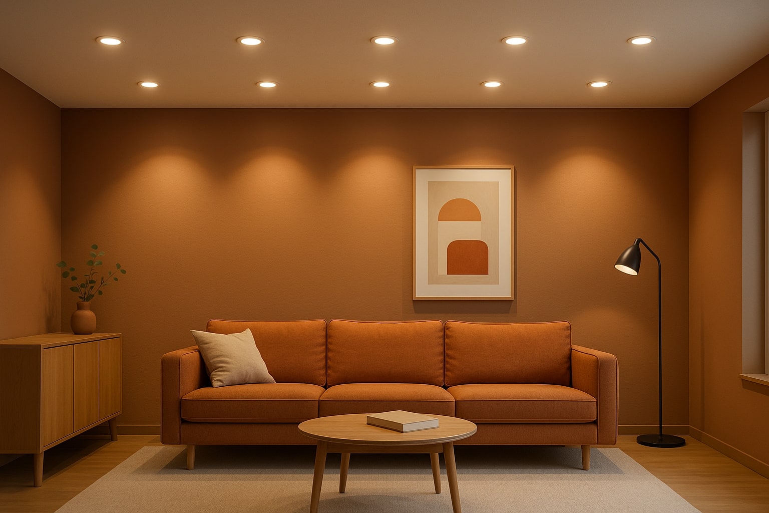 verdeling spotjes in de woonkamer, spotjes