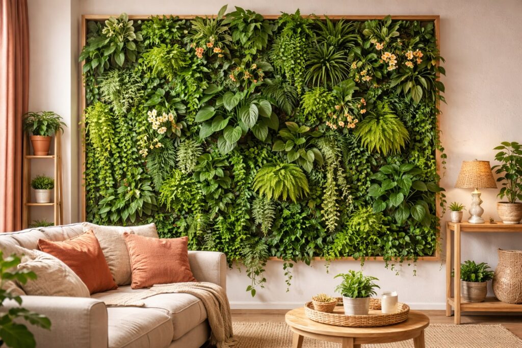 plantenmuur binnen, plantenmuur