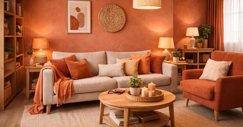 Warme woonkamer kleuren die zorgen voor sfeer en geborgenheid