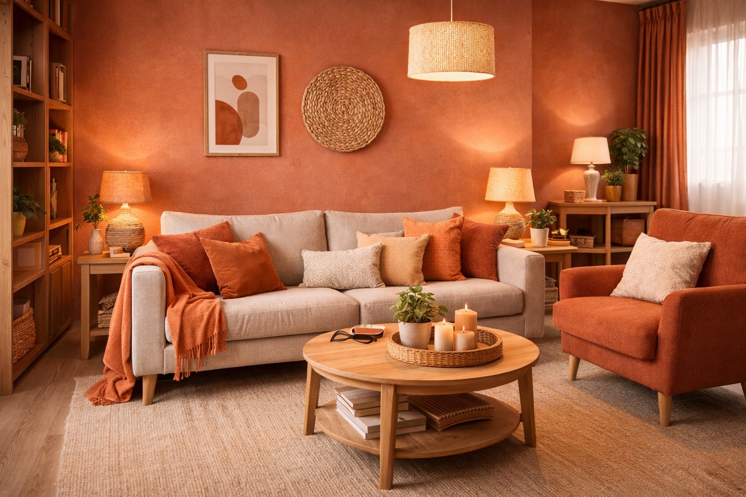 warme woonkamer kleuren, warme kleuren