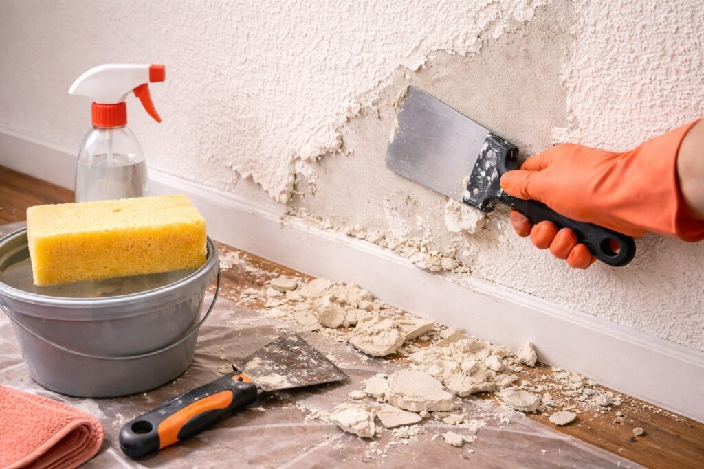 spachtelputz verwijderen, spachtelputz