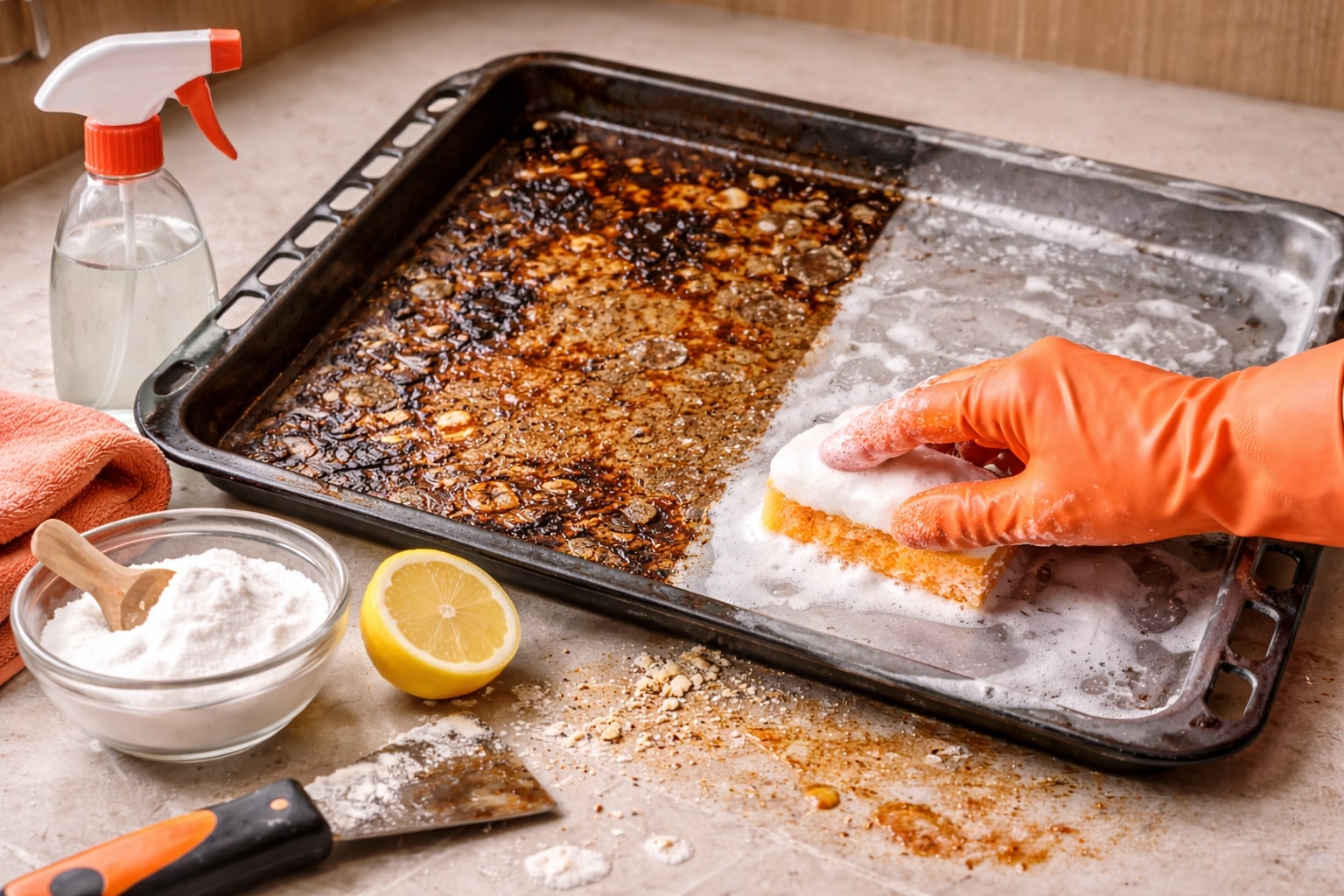 ovenplaat schoonmaken, ovenplaat
