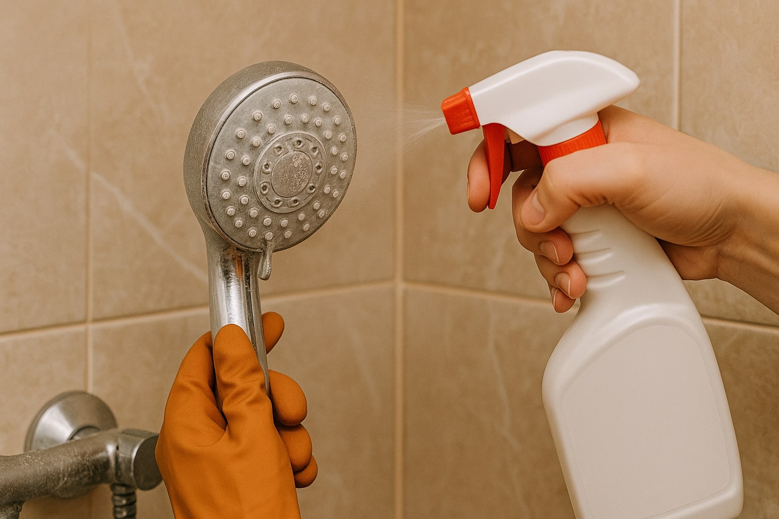 kalkaanslag verwijderen in de douche, kalkaanslag