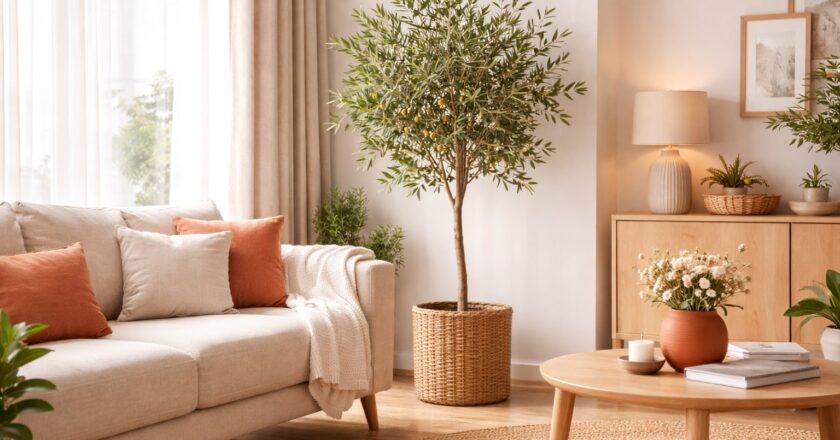 Een olijfboom woonkamer als blikvanger die echt tot zijn recht komt