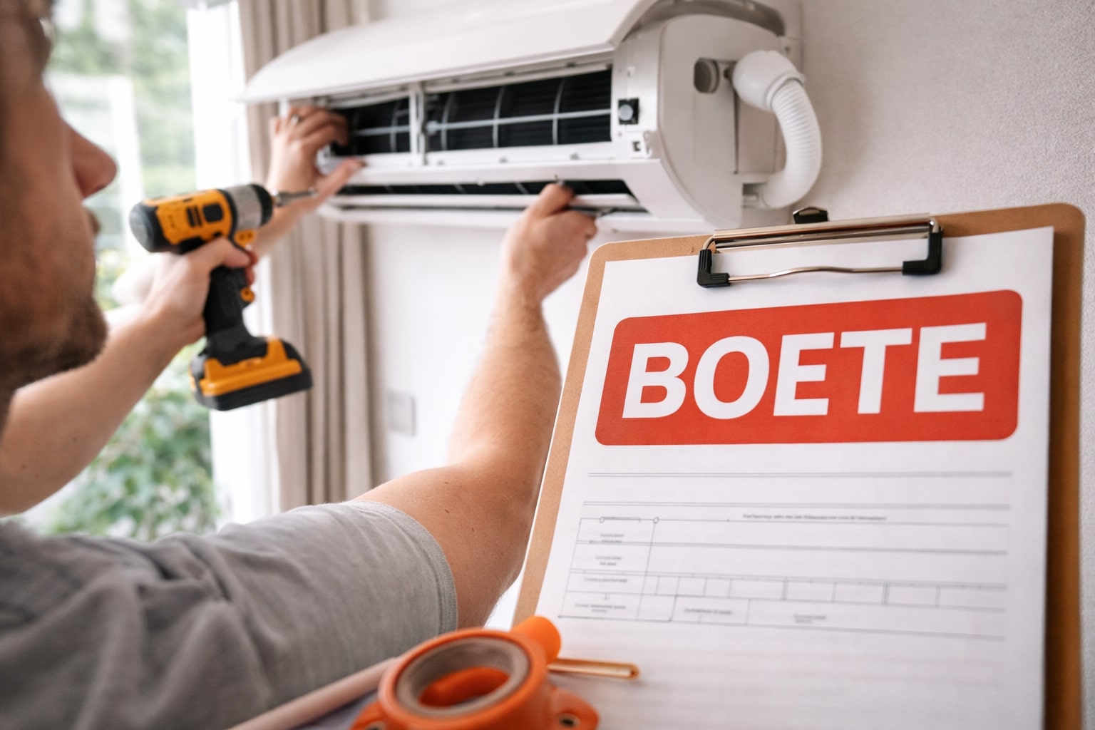 boete zelf airco installeren, airco