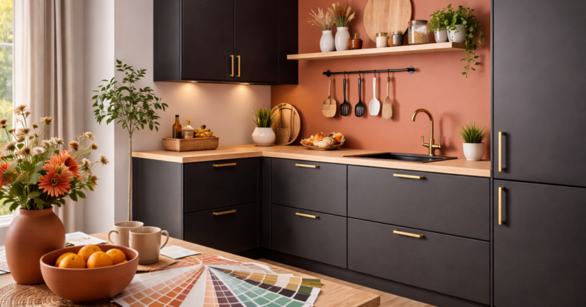 Welke kleur muur bij zwarte keuken voor balans en sfeer