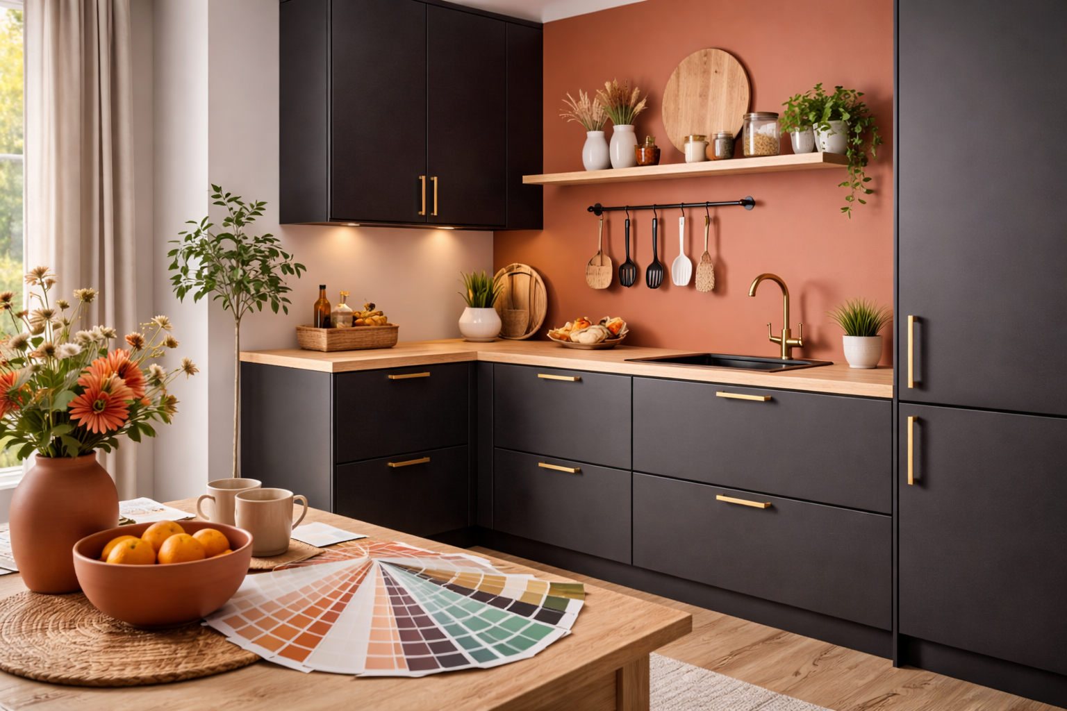 welke kleur muur bij zwarte keuken, zwarte keuken