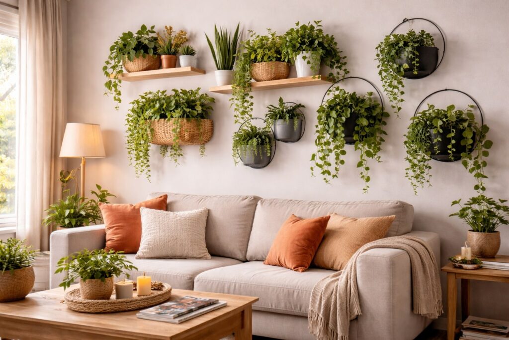 Zo creëer je een levendige woonkamer met planten aan de muur