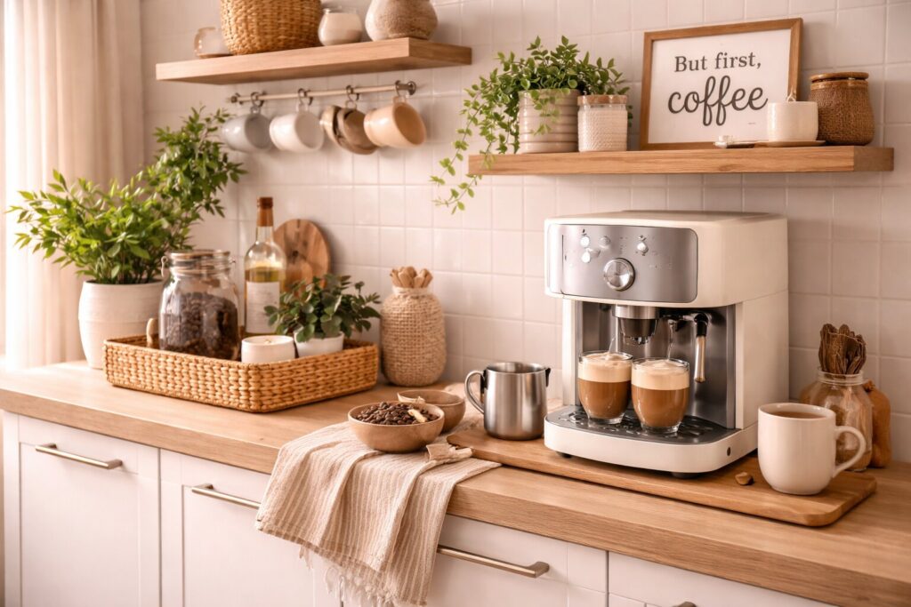 Een sfeervol koffiehoekje in de keuken als dagelijks moment van rust
